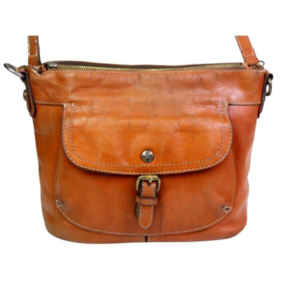 Patricia Nash BROWN GENUINE LEATHER SHOULDER BAG X-BODY ZIP TOP HANDBAG PURSE - Picture 2 of 16